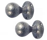 Pewter Cast Iron Victorian Style Round Mortice Knob Set (P5)